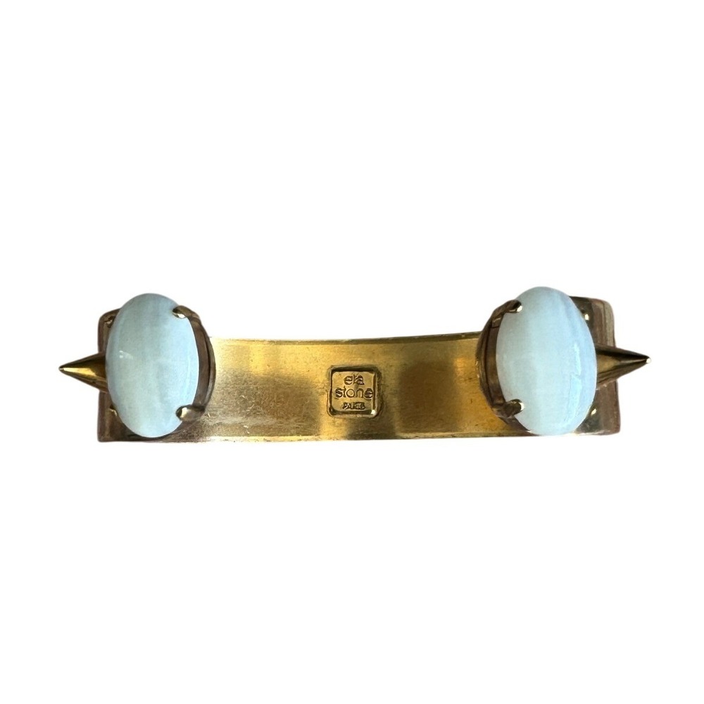 Ela Stone Paris Cuff Bracelet Women Gold Spike White Stone Designer OS - Picture 2 of 7